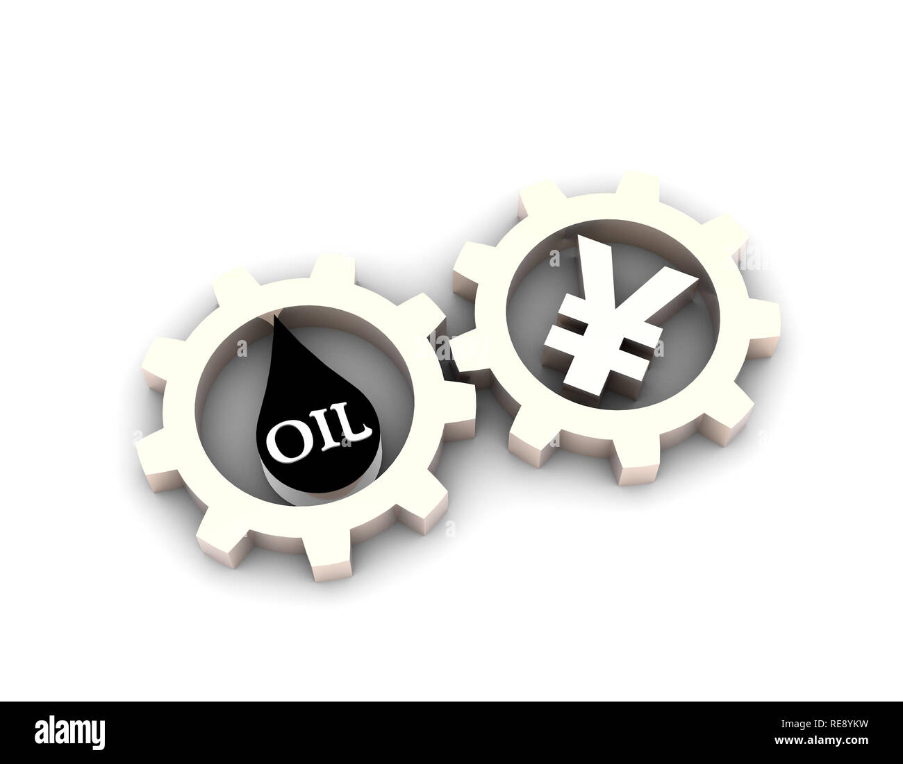 Exchange of RMB and oil, oil and renminbi, energy money, currency symbols and gears Stock Photo