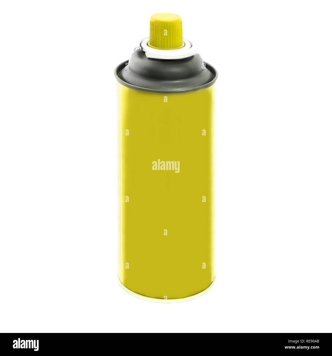 Yellow color spray can isolated on white background Stock Photo