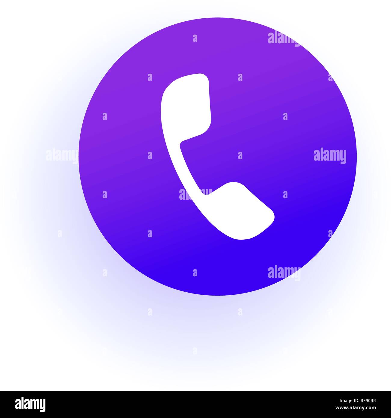 Phone icon. Handset in a circle. Purple gradient Stock Vector