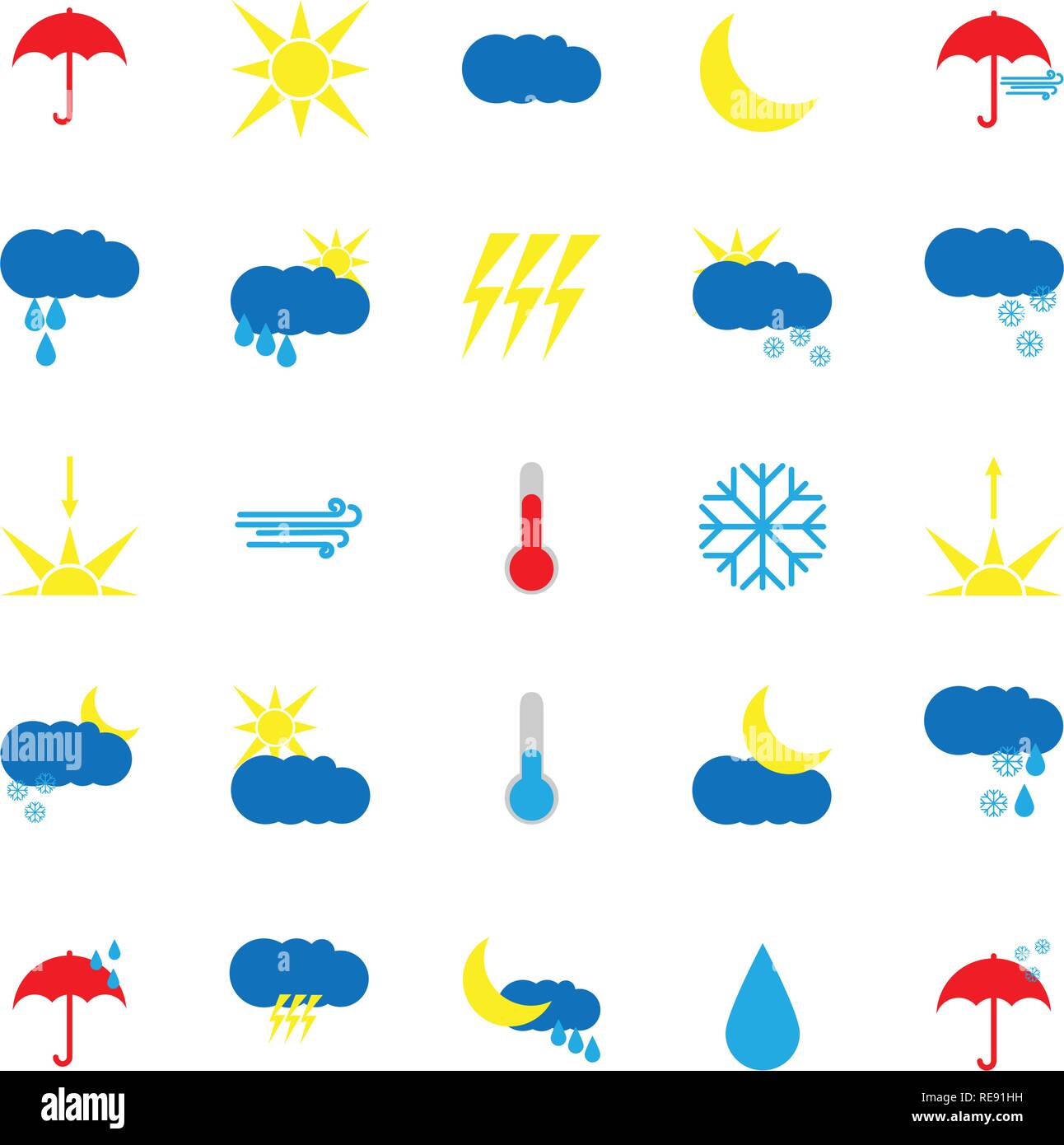 Vector illustration. Set of weather icons. Flat style Stock Vector ...
