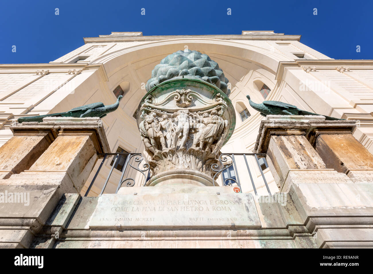 Close up of Fontana della Pigna, in the courtyard of the pinecone inside the Vatican Museum, Vatican City, Rome, Italy Stock Photo