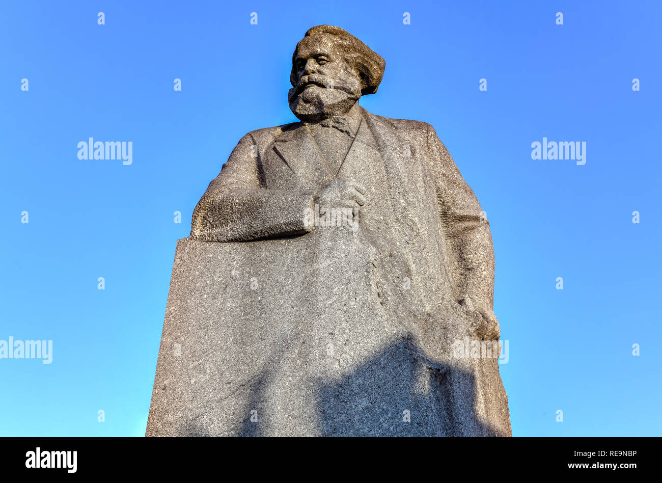 Monument to Karl Marx in the Moscow city center, a popular landmark. Stock Photo