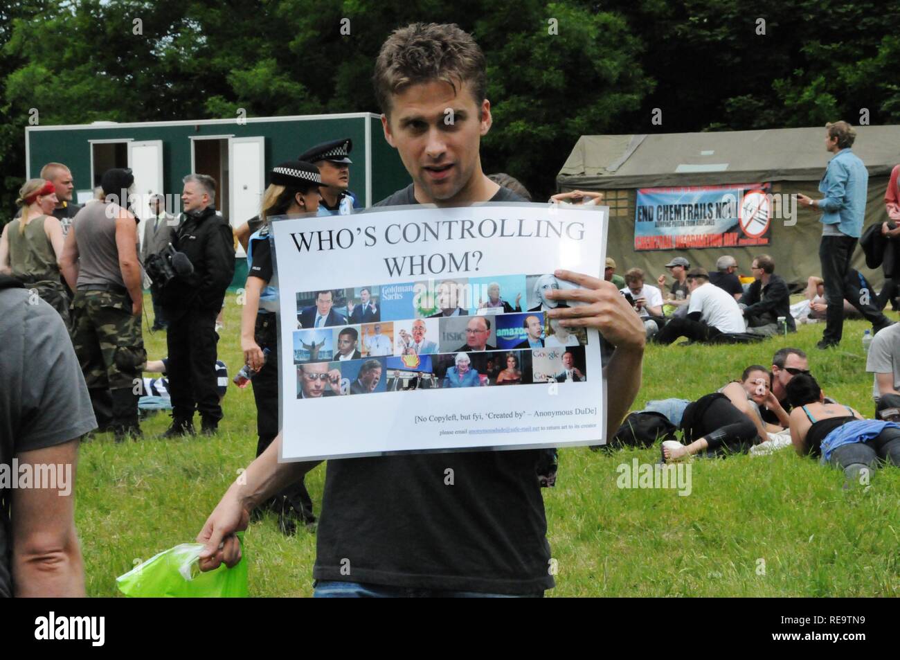 Anti-Bilderberg Protest, 2013, Watford, UK. Stock Photo