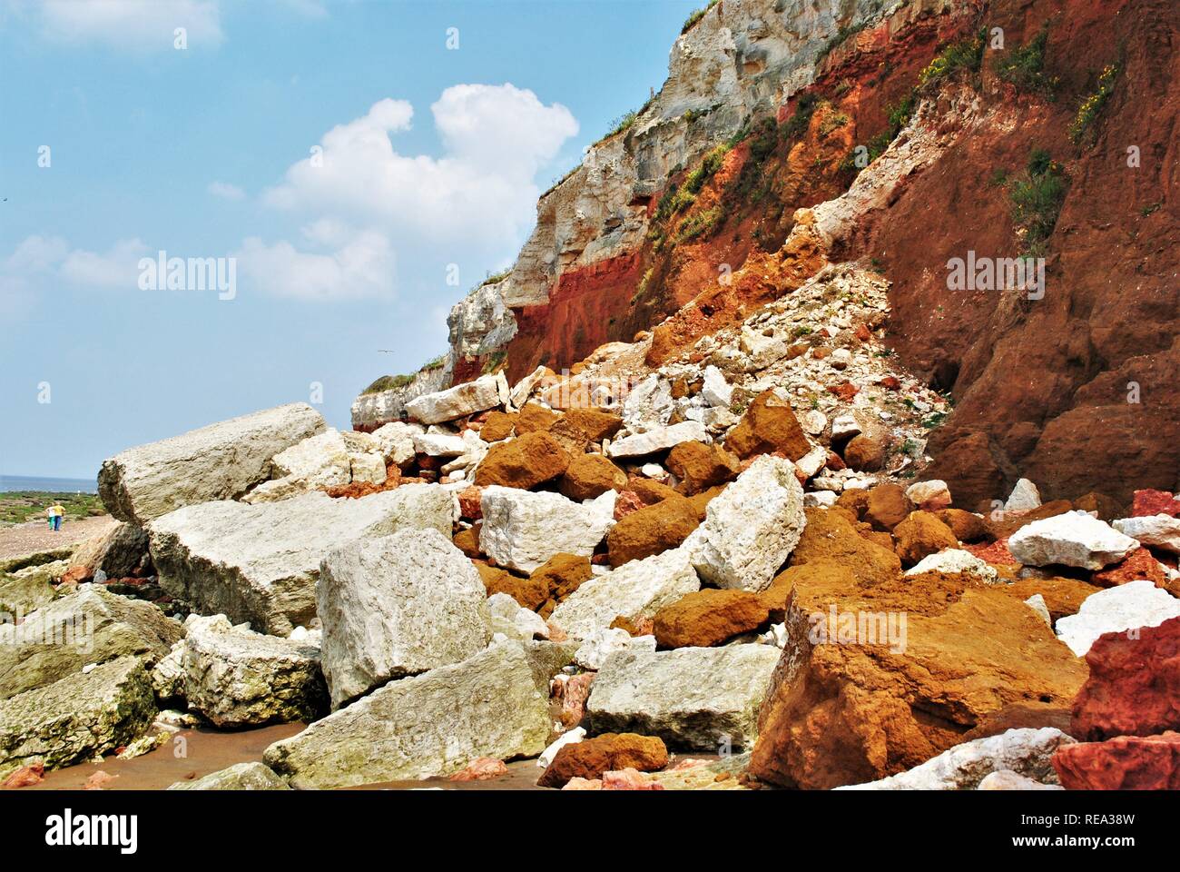 erosion of the cliffs at Hunstanton on the north Norfolk coast England Stock Photo