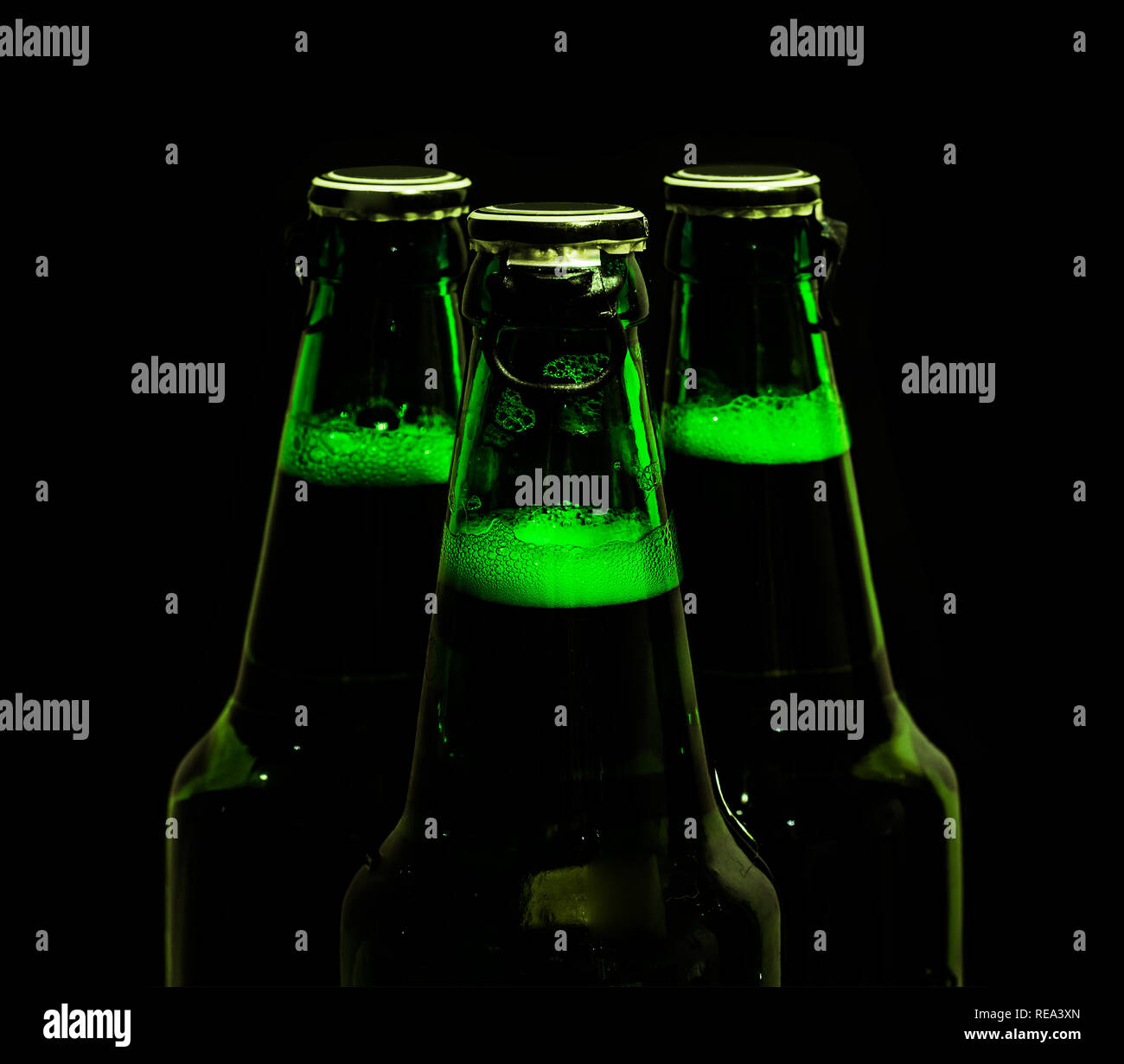 beer bottles in the dark Stock Photo