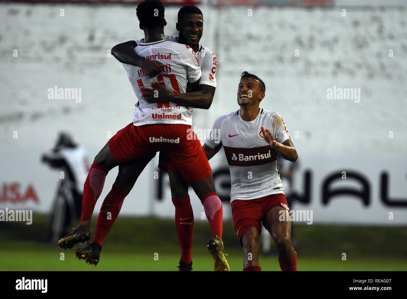 RS - IJU - 20/01/2019 - GAUCH O 2019, S o Luiz x Internacional - Emerson Santos player of Inter celebrates his goal with players of his team during match against S o Luiz in the stadium October 19 by the State Championship 2019 Photo: Renato Padilha / AGIF Stock Photo