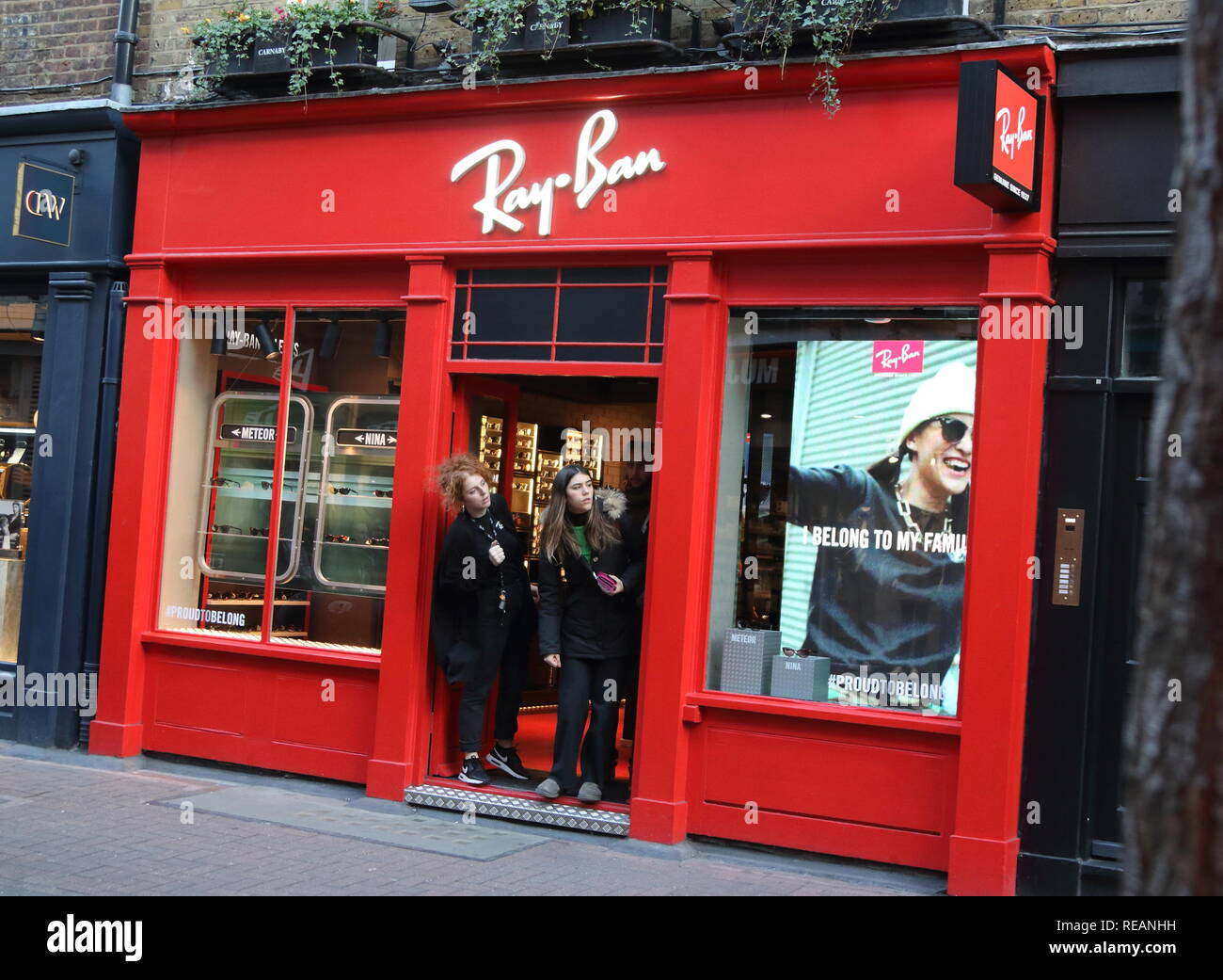 Ray-Ban brand logo seen in Carnaby 