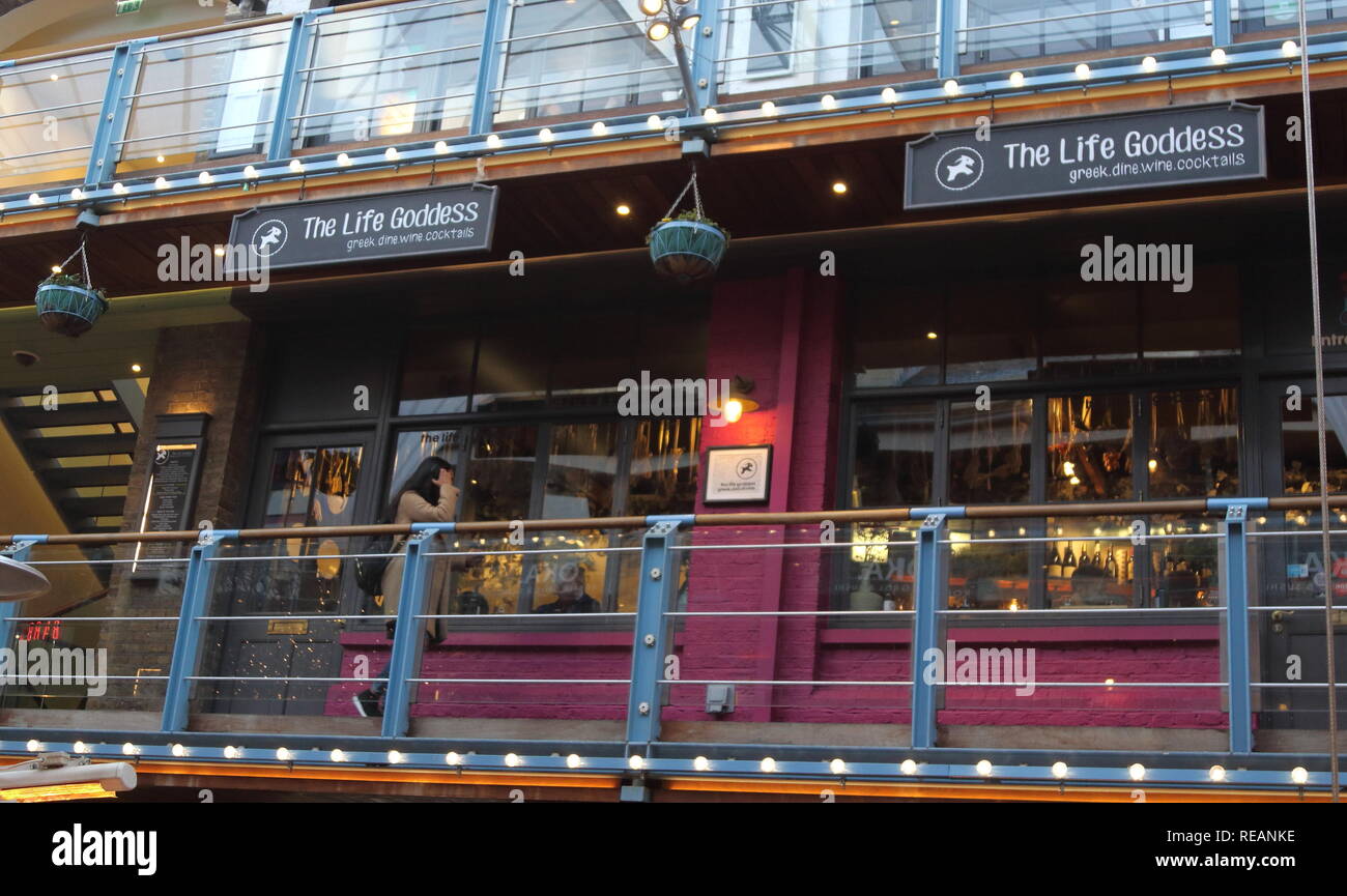 The Life Goddess brand logo seen in Carnaby Street in London, UK. Stock Photo