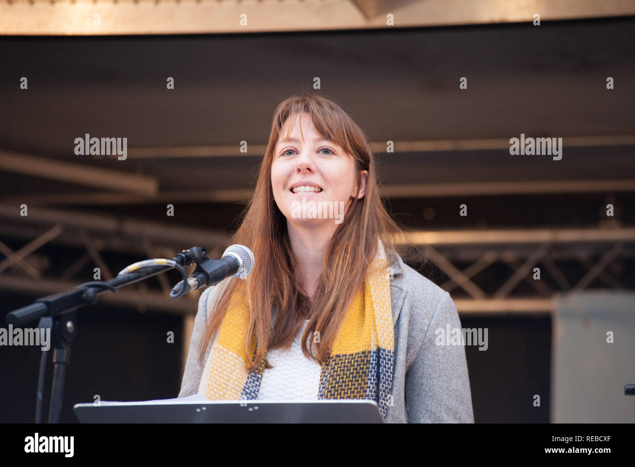 London, UK. 19th January, 2019. Thousands of women attend the Bread & Roses Rally Against Austerity in Trafalgar Square organised by Women's March. Stock Photo