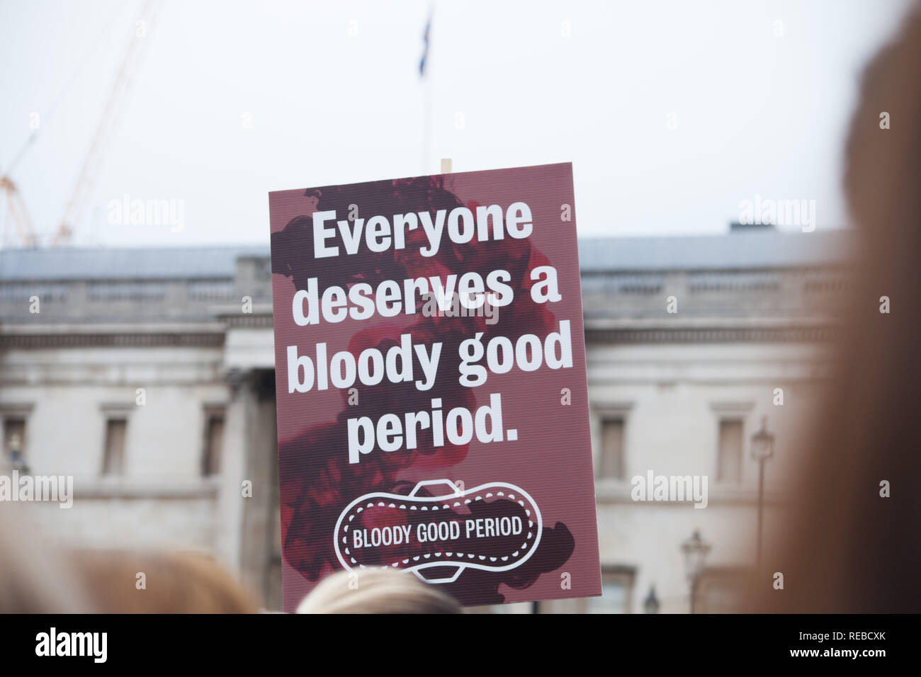 London, UK. 19th January, 2019. Thousands of women attend the Bread & Roses Rally Against Austerity in Trafalgar Square organised by Women's March. Stock Photo