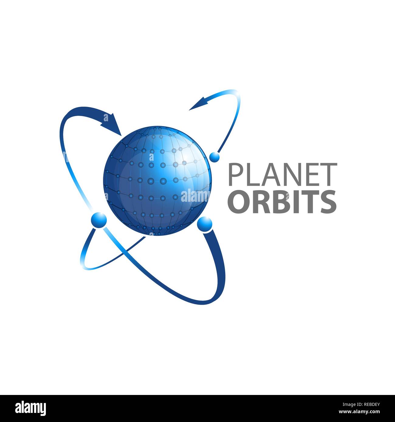 Planet orbits arrow logo concept design. Symbol graphic template element vector Stock Vector