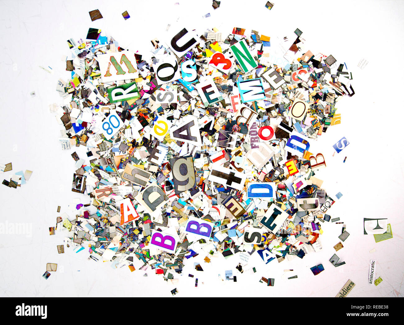 Lots of random words and letters shot from above Stock Photo - Alamy