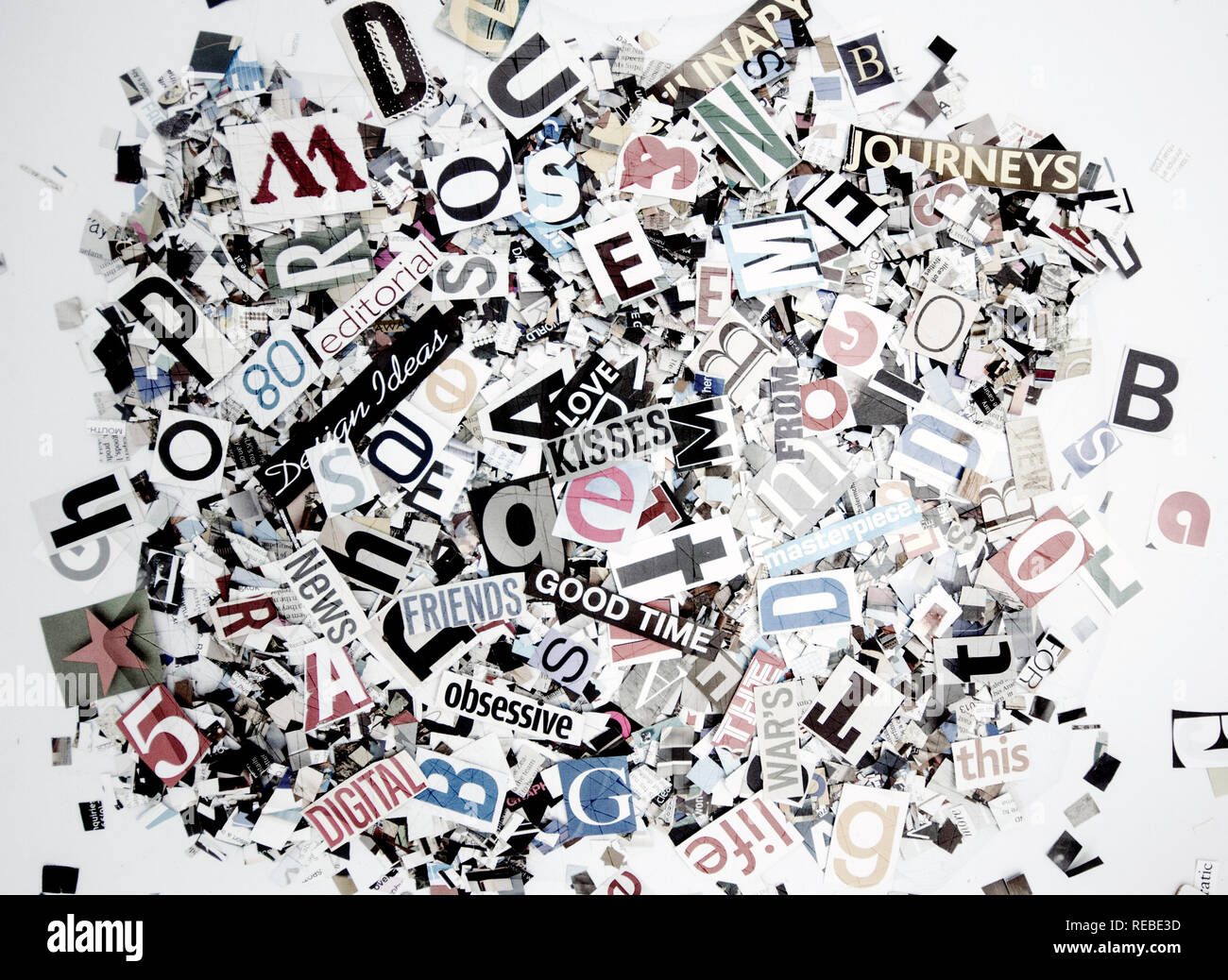 Lots of random words and letters shot from above Stock Photo - Alamy