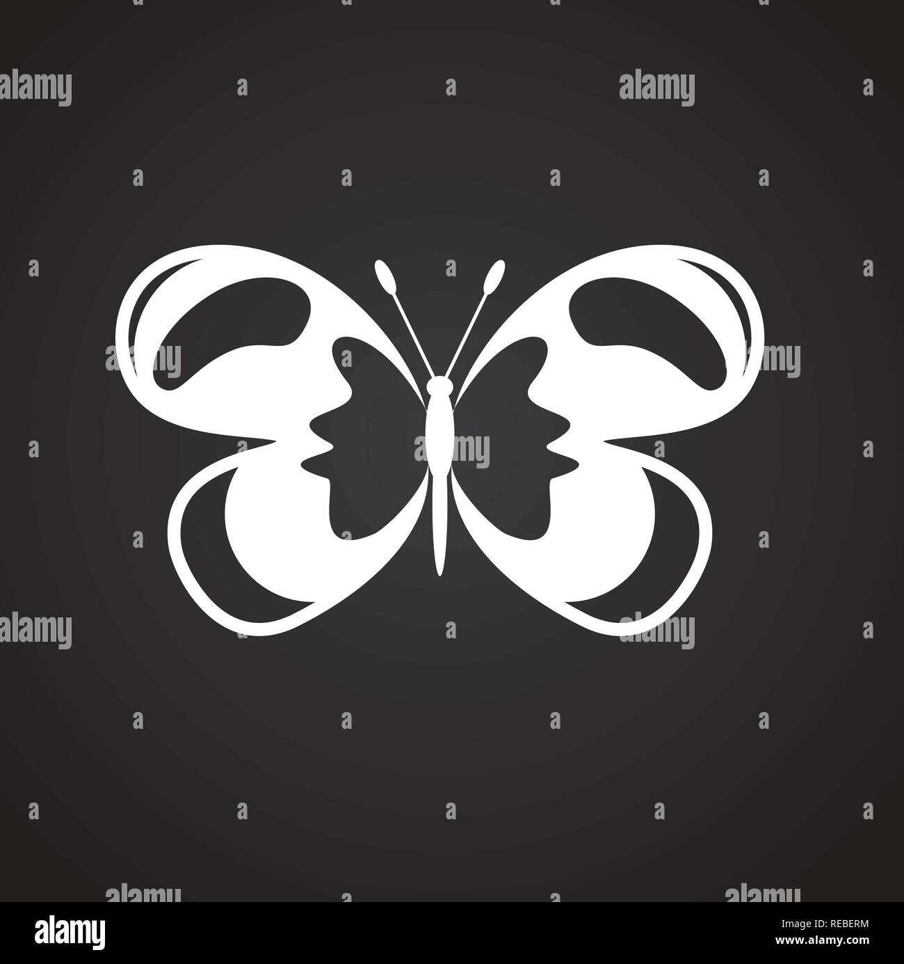 Butterfly icon on black background for graphic and web design, Modern ...