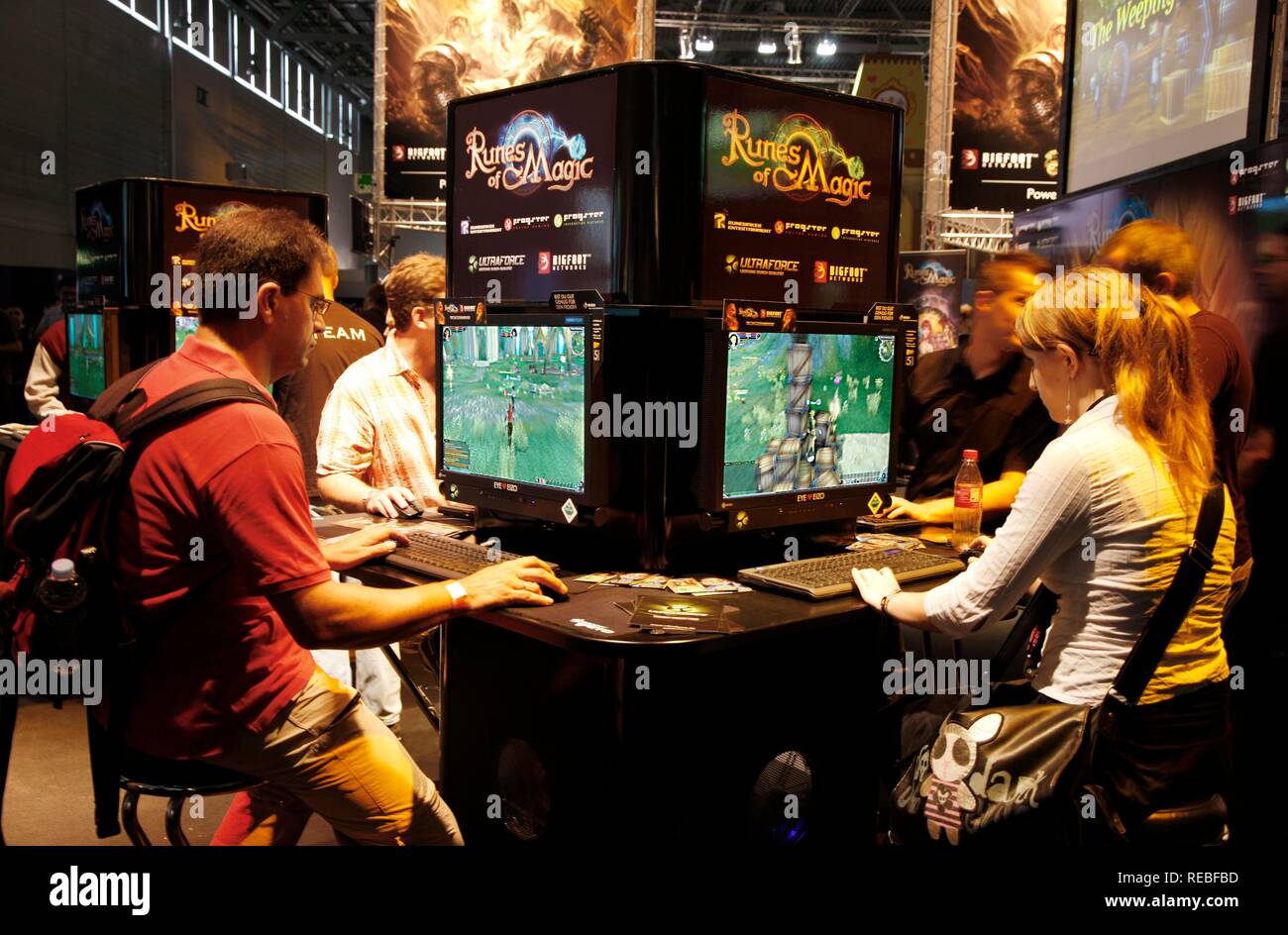 Entertainment Area of the Gamescom, the world's largest fair for computer games in the Messe Koeln Cologne Exhibition Center Stock Photo