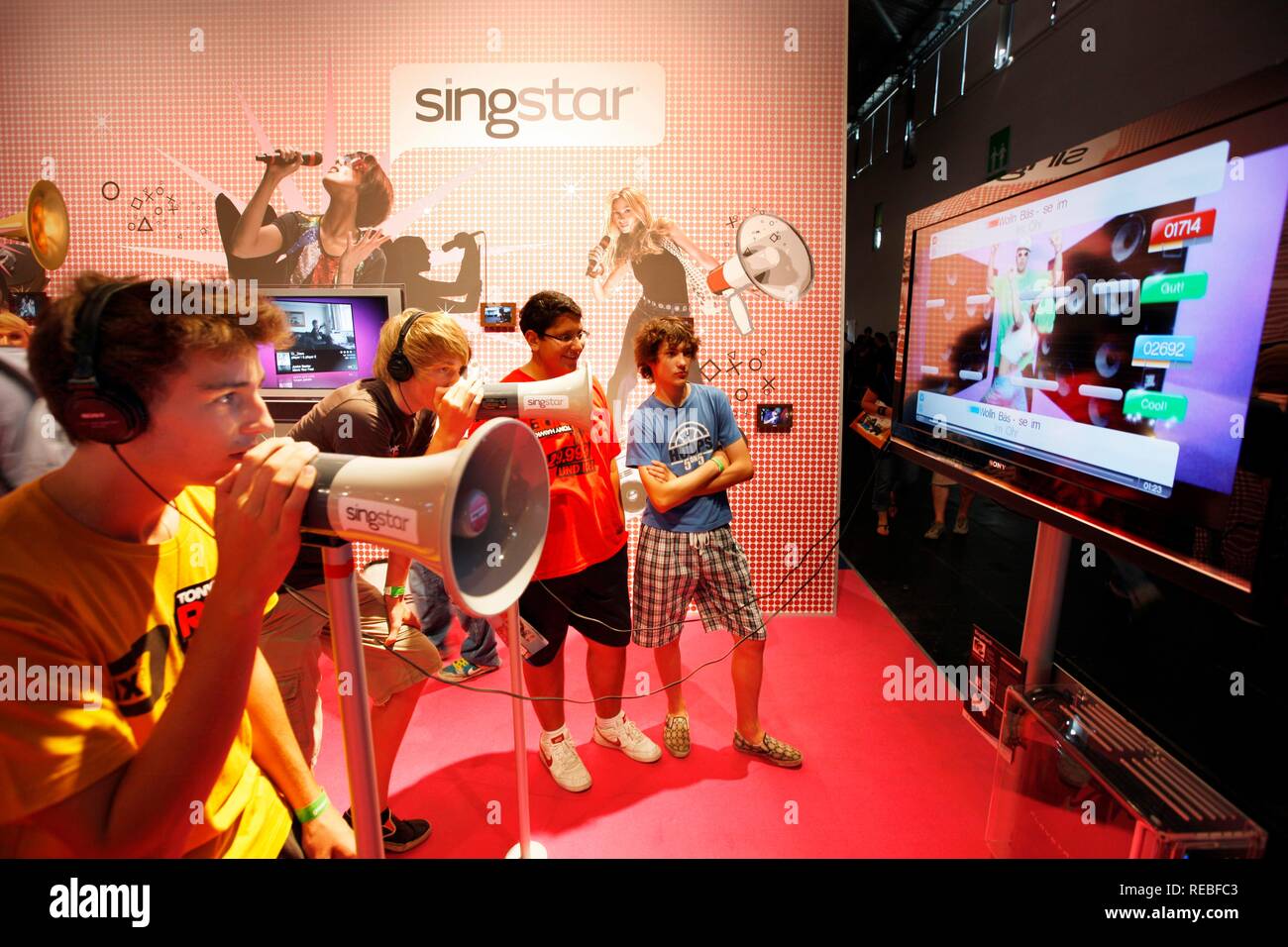 Sony PlayStation Singstar karaoke singing game, stand at the Entertainment  Area of the Gamescom, the world's largest fair for Stock Photo - Alamy