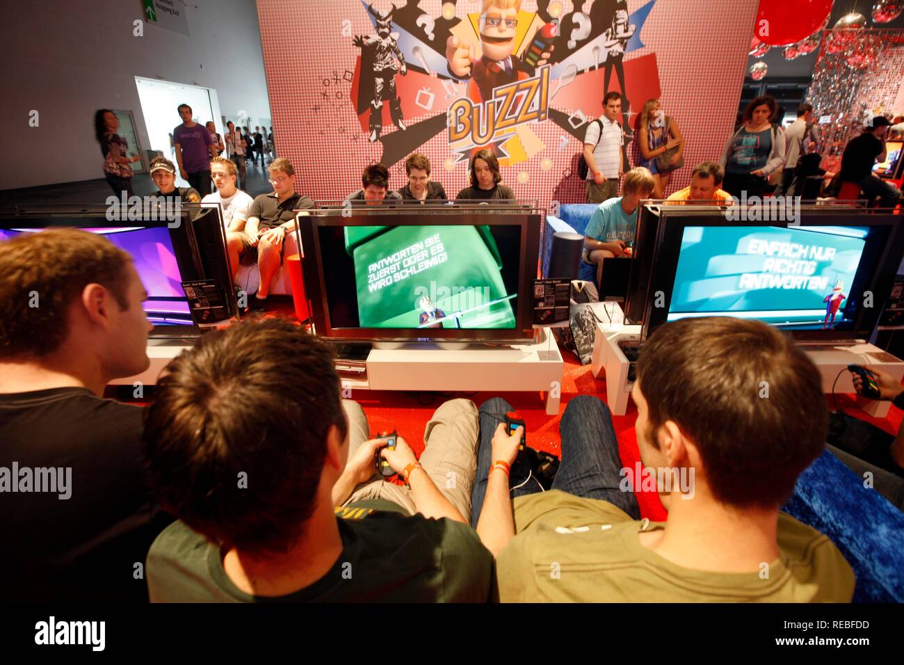 Playstation, action games, quiz game Buzz, at the Entertainment Area of the Gamescom, the world's largest fair for computer Stock Photo