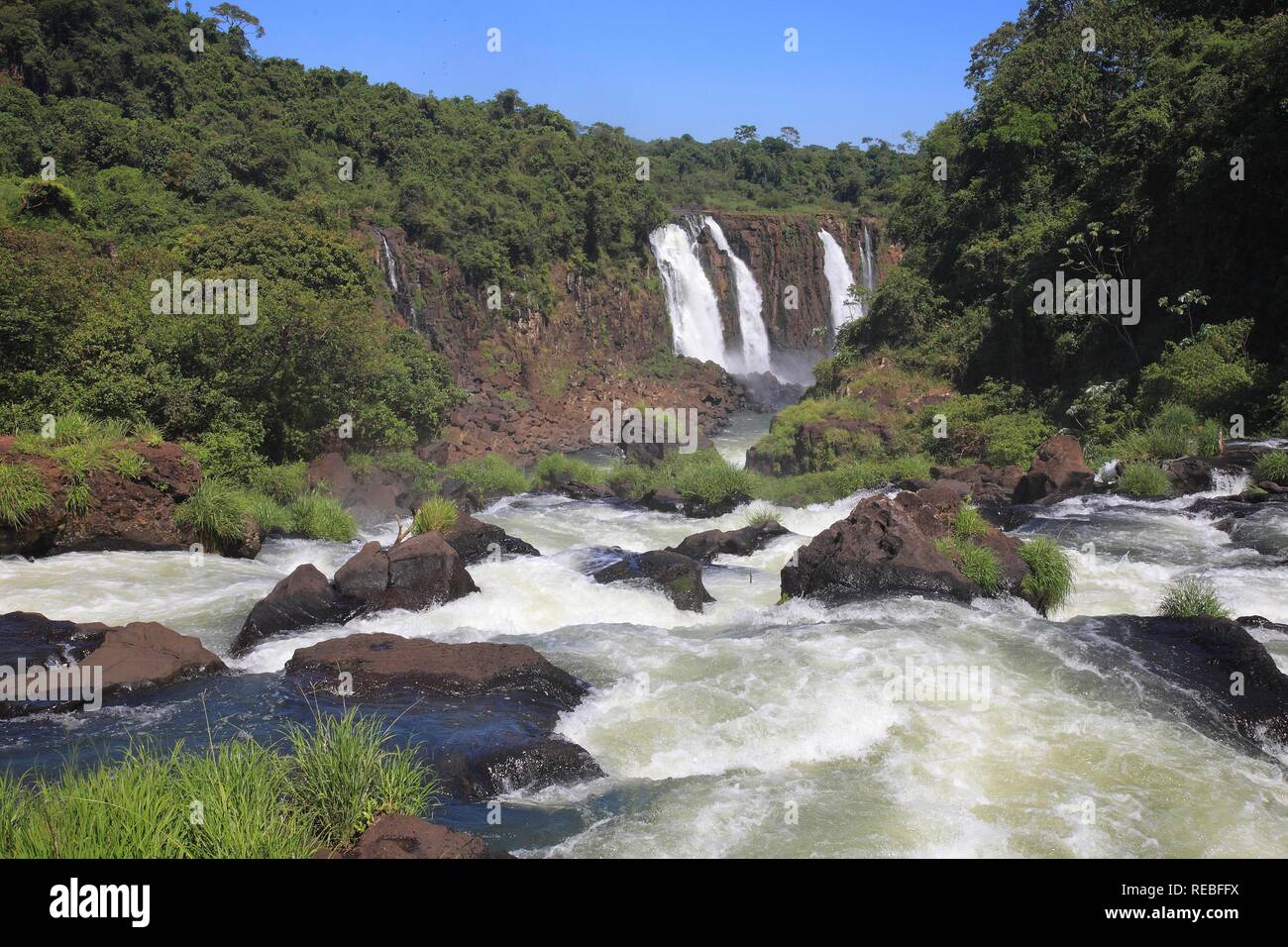 Rio Iguaçu river in Iguaçu National Park, UNESCO World Heritage Site, Brazil, South America Stock Photo