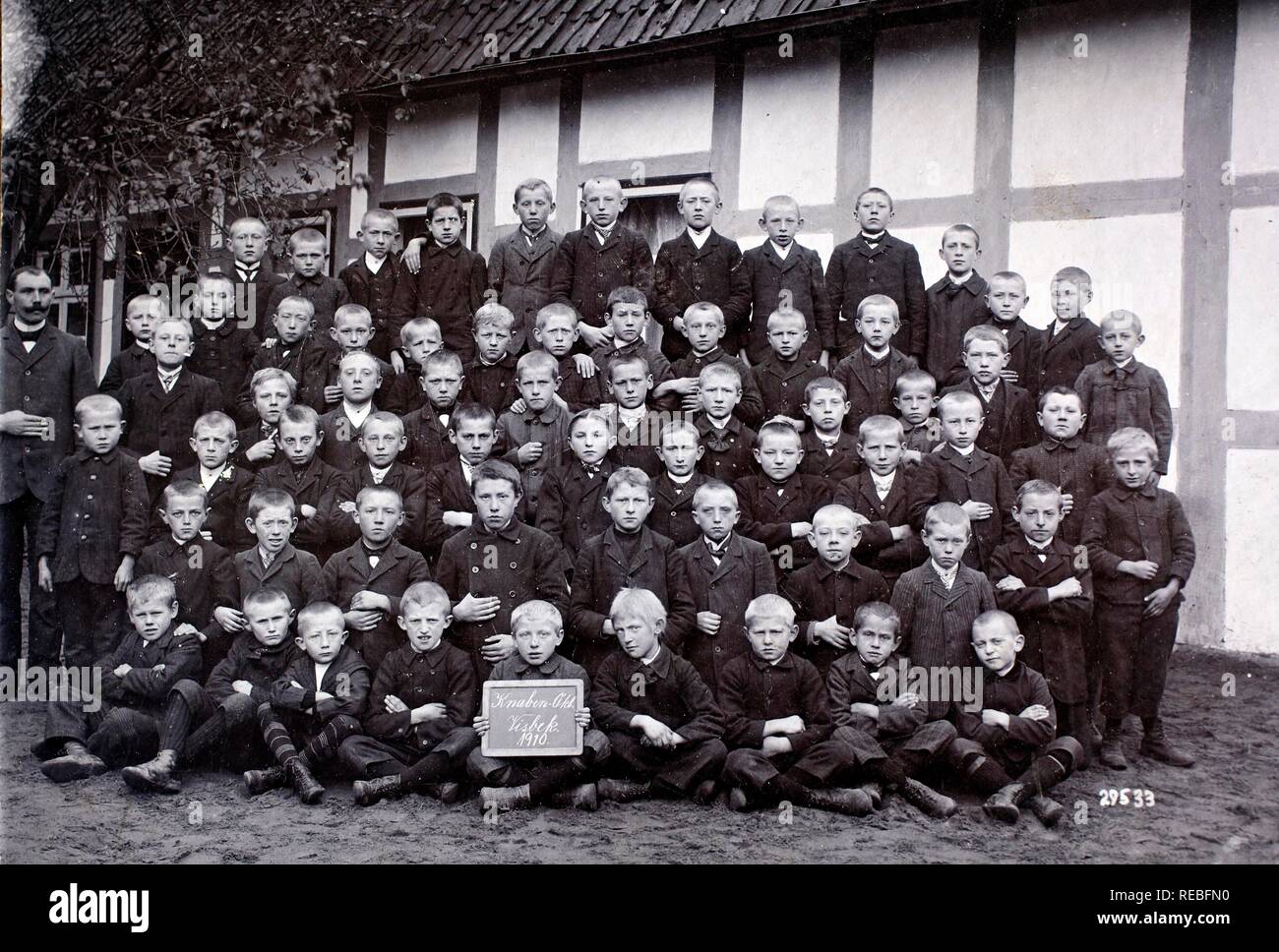 Historical photo, school, Boys´ class, 1910, Rhineland, Germany Stock Photo