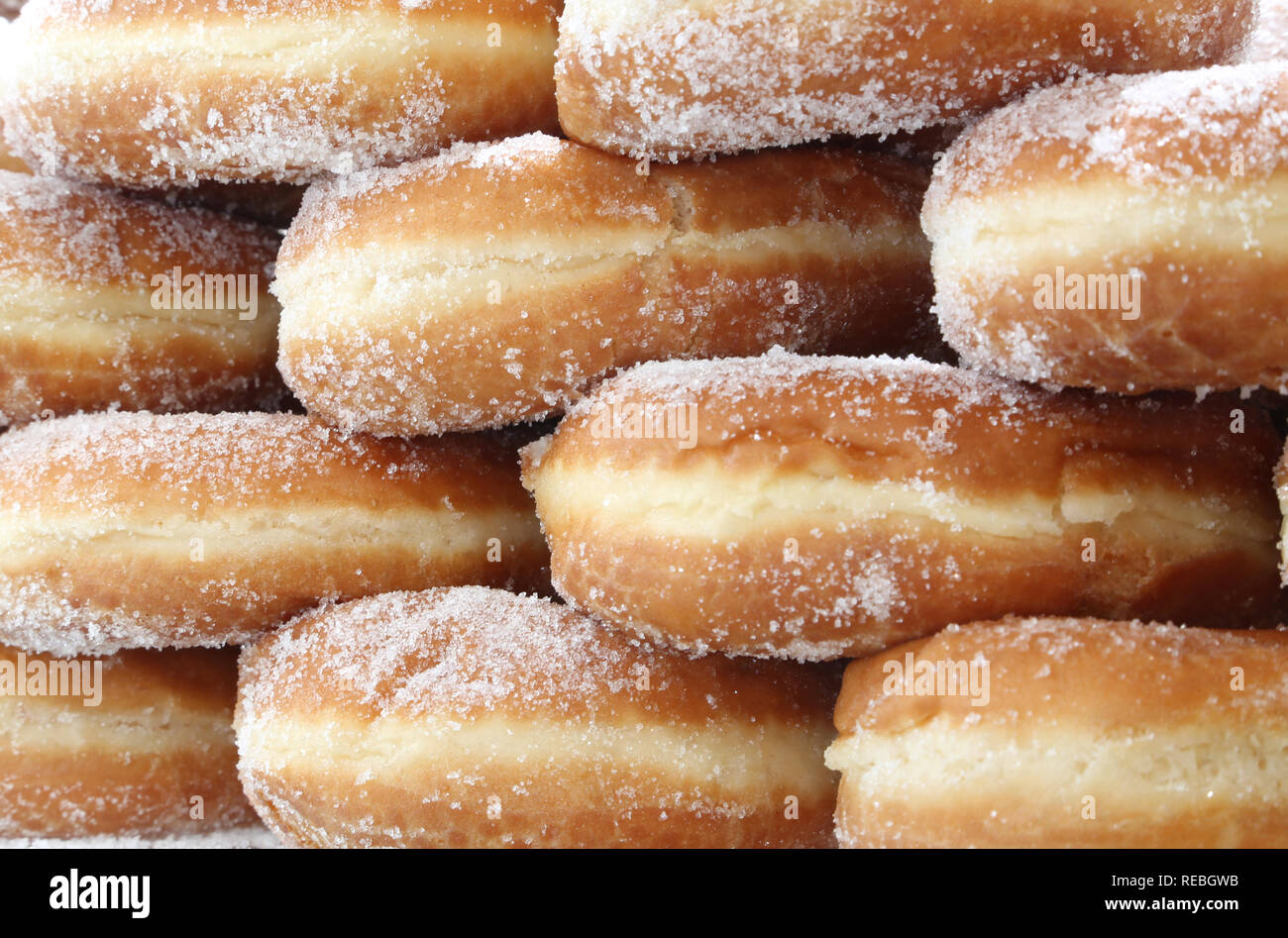 background of doughnut also called Krapfen with sugar for sale at