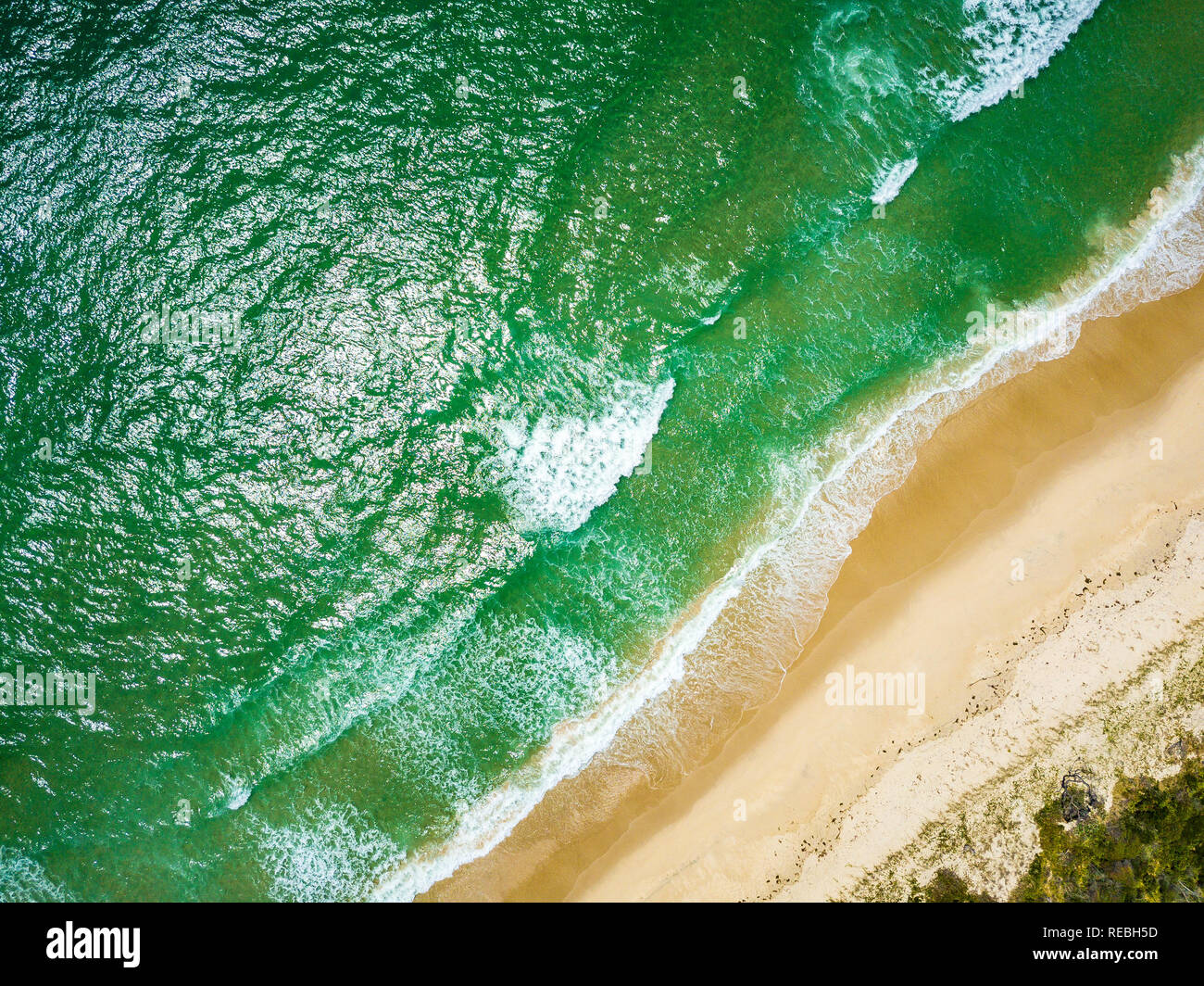 Aerial view of the beach at the Northern tip of Bribie Island in QLD, Australia Stock Photo Alamy