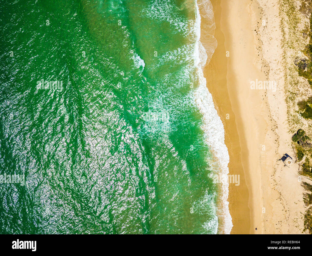 Aerial view of the beach at the Northern tip of Bribie Island in QLD, Australia Stock Photo Alamy