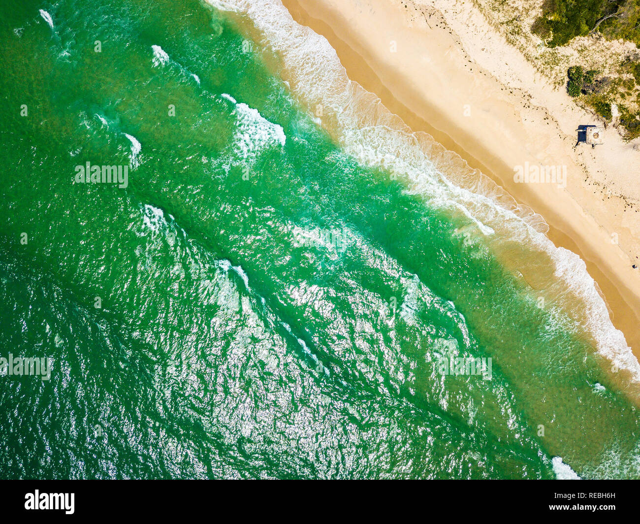Aerial view of the beach at the Northern tip of Bribie Island in QLD, Australia Stock Photo Alamy