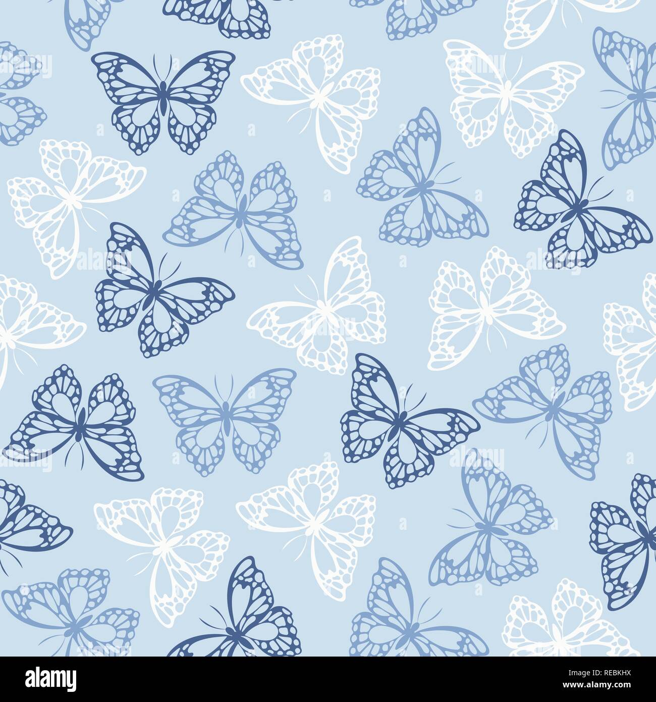 Seamless pattern with colored butterflies. Vector illustration Stock Vector
