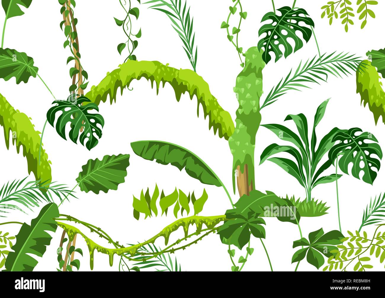 Seamless pattern with jungle plants. Stock Vector