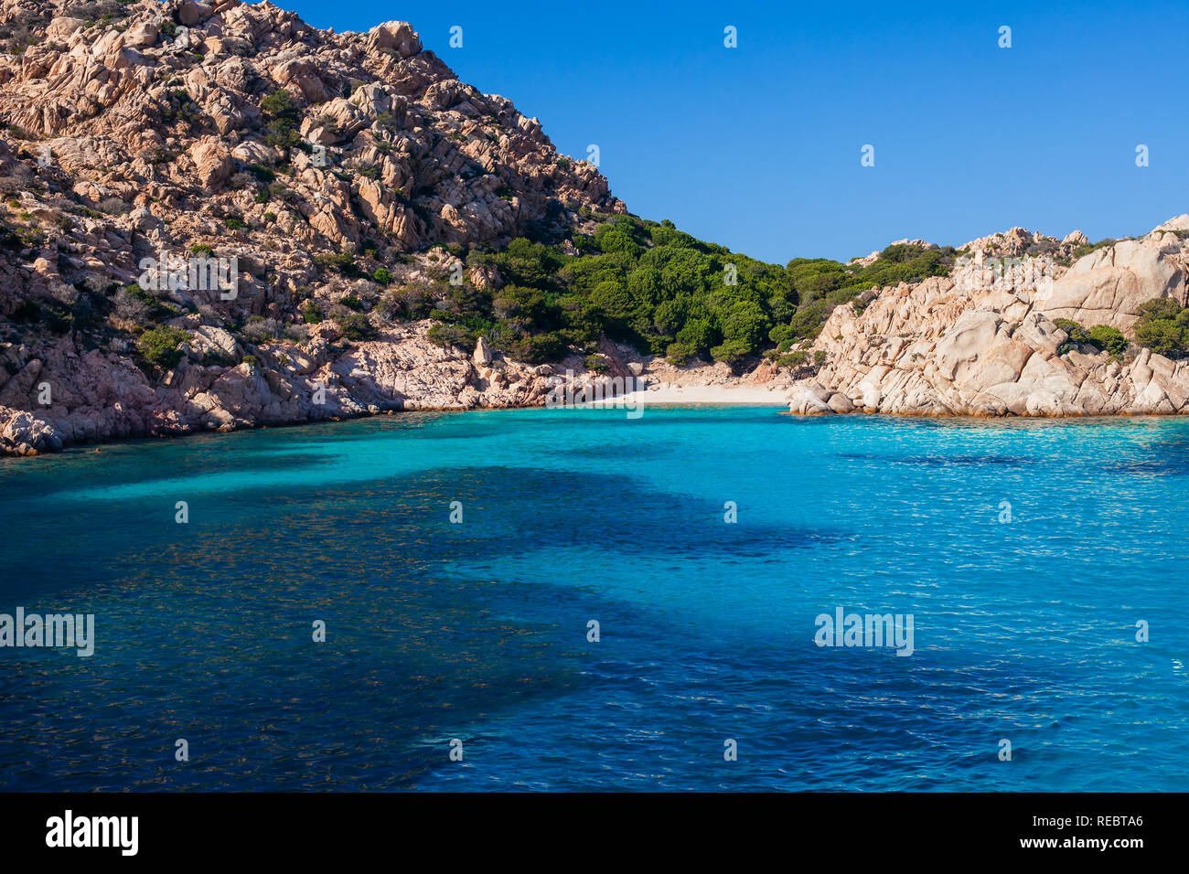 Paradise beach with white sand Cala Coticcio on Caprera island, Sardinia, Italy Stock Photo