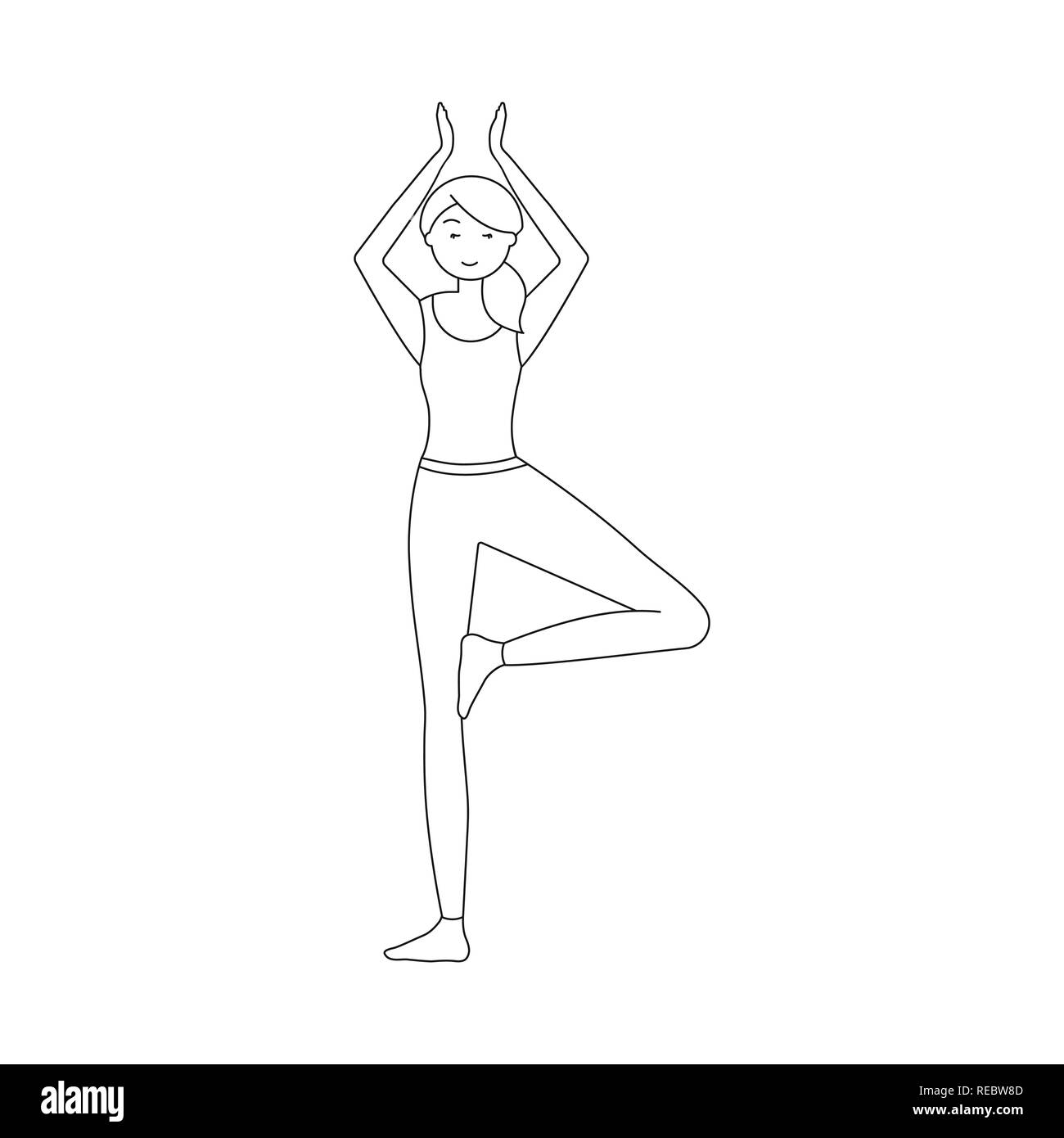 Dancing Yoga Health Training Fitness Relax Pose Energy Sports Gym Woman Body Feeling Style Fashion Emotions Posture Mood Female Set Vector Icon Illustration Isolated Collection Design Element Graphic Sign Outline Line Vector Vectors Stock Vector Image
