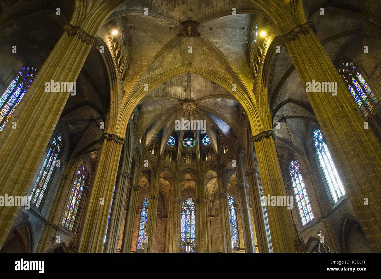 Cathedral Santa Eulalia or de La Seu, Gothic ceiling, Gothic District, Barcelona, Catalonia, Spain Stock Photo