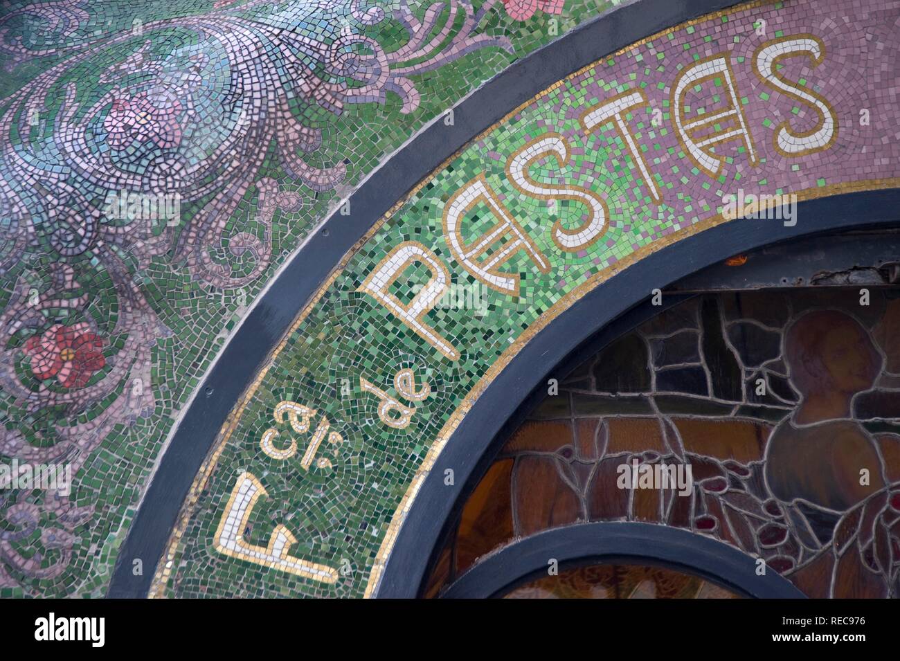 Pasta factory shop sign, Las Ramblas, Barcelona, Catalonia, Spain Stock
