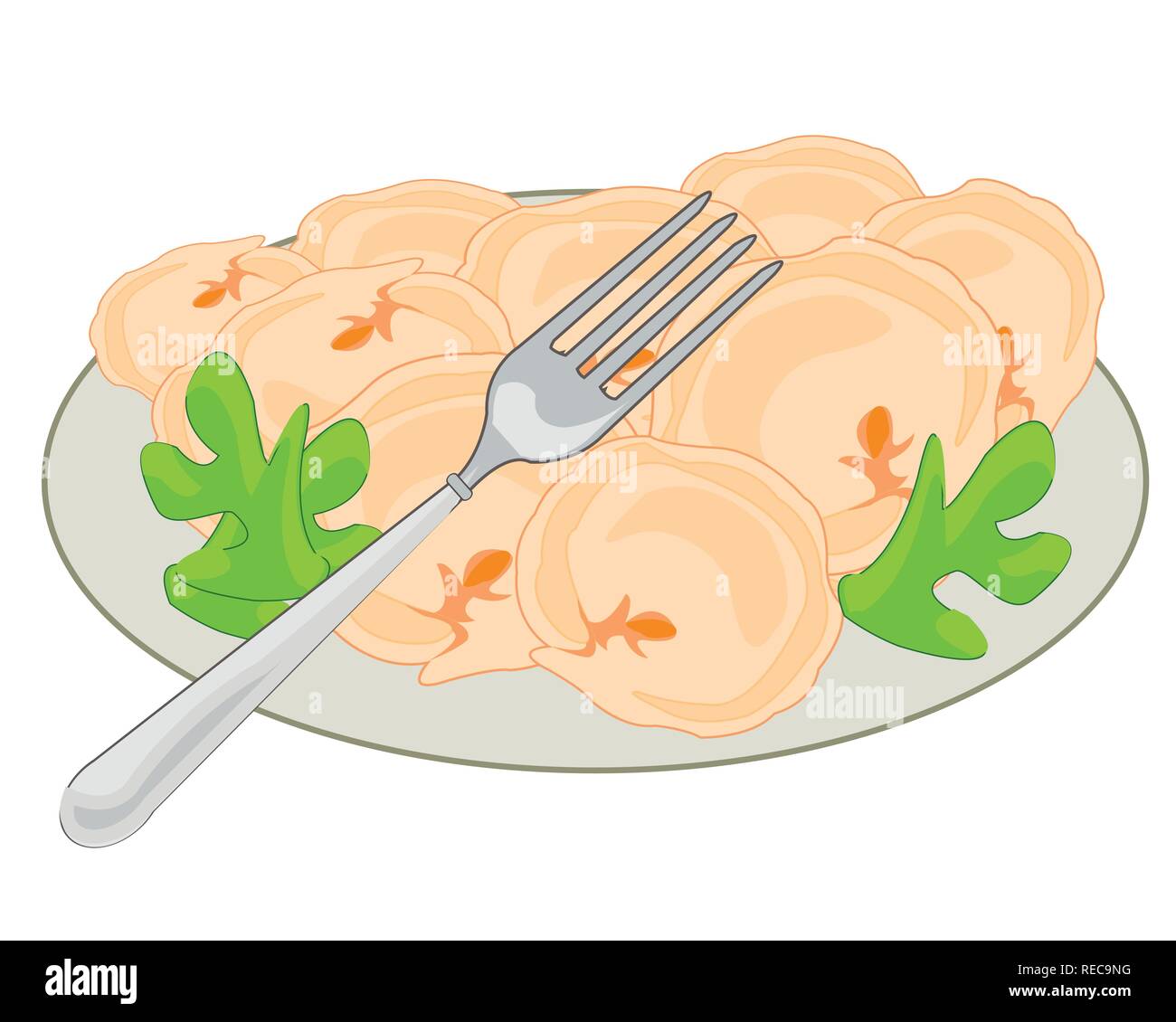 National dish meat dumplings on plate.Vector illustration Stock Vector