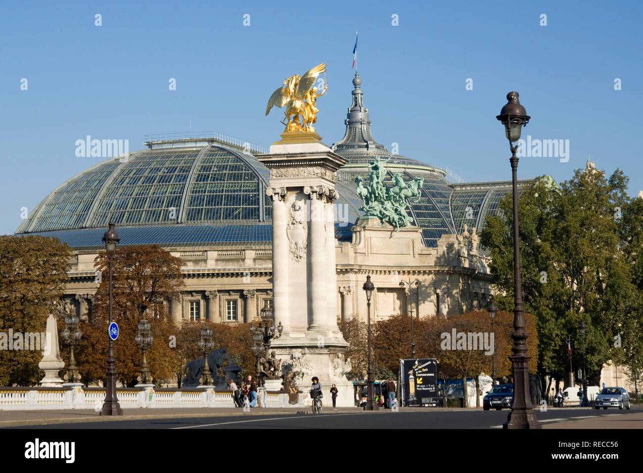 Pont Alexandre III, Alexander III bridge and the Grand Palais, Paris, France, Europe Stock Photo