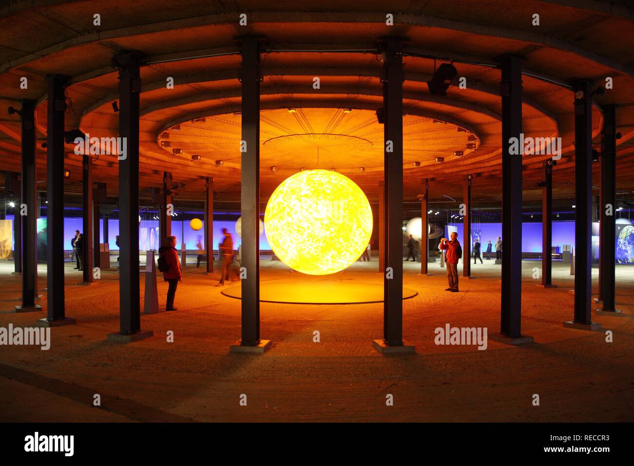 Three-dimensional representation of the Sun, Out of this World – Wonders of the Solar System, exhibition in the Gasometer Stock Photo
