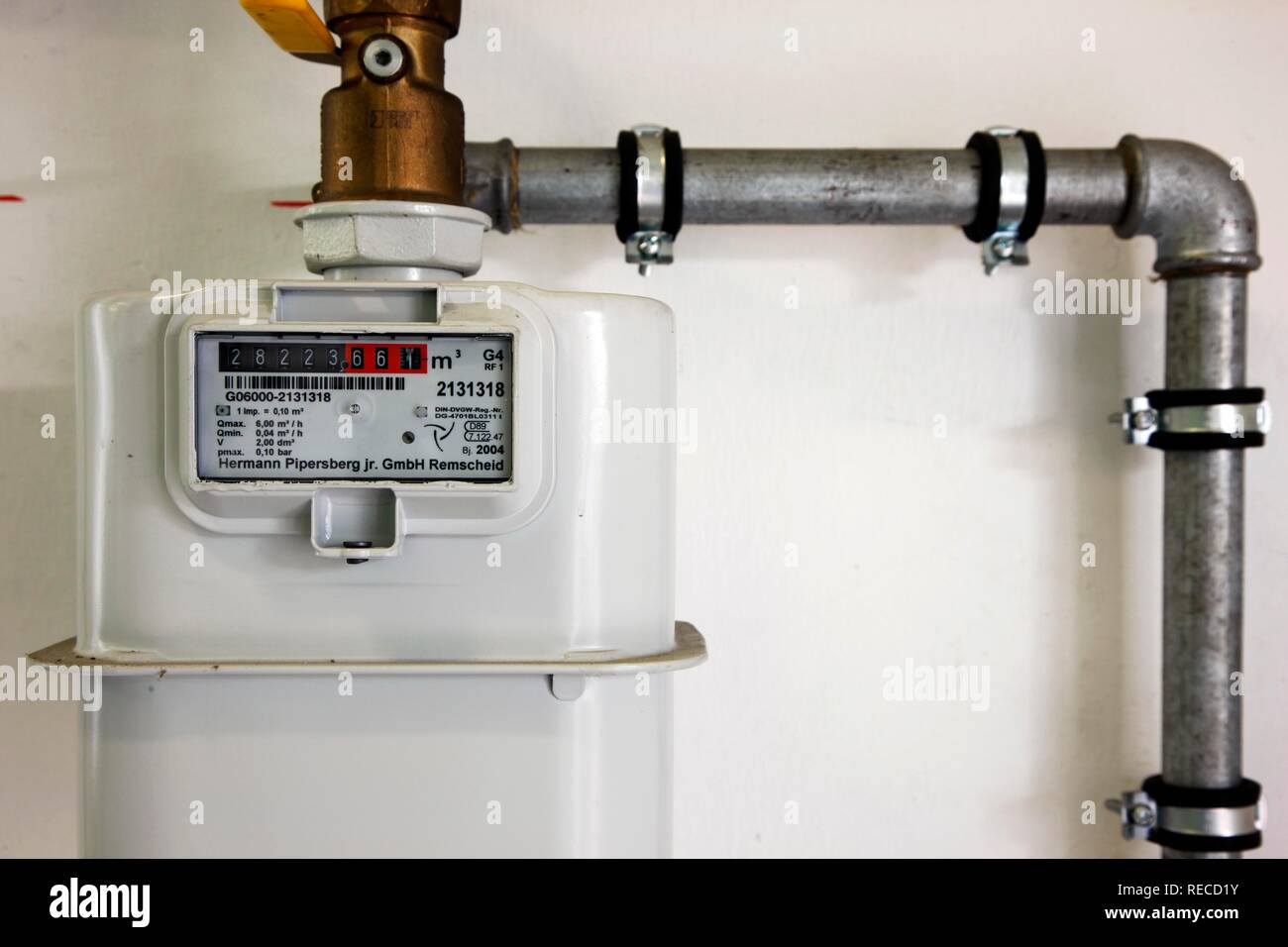 Natural gas meter in a house, Gelsenkirchen, North Rhine-Westphalia Stock Photo
