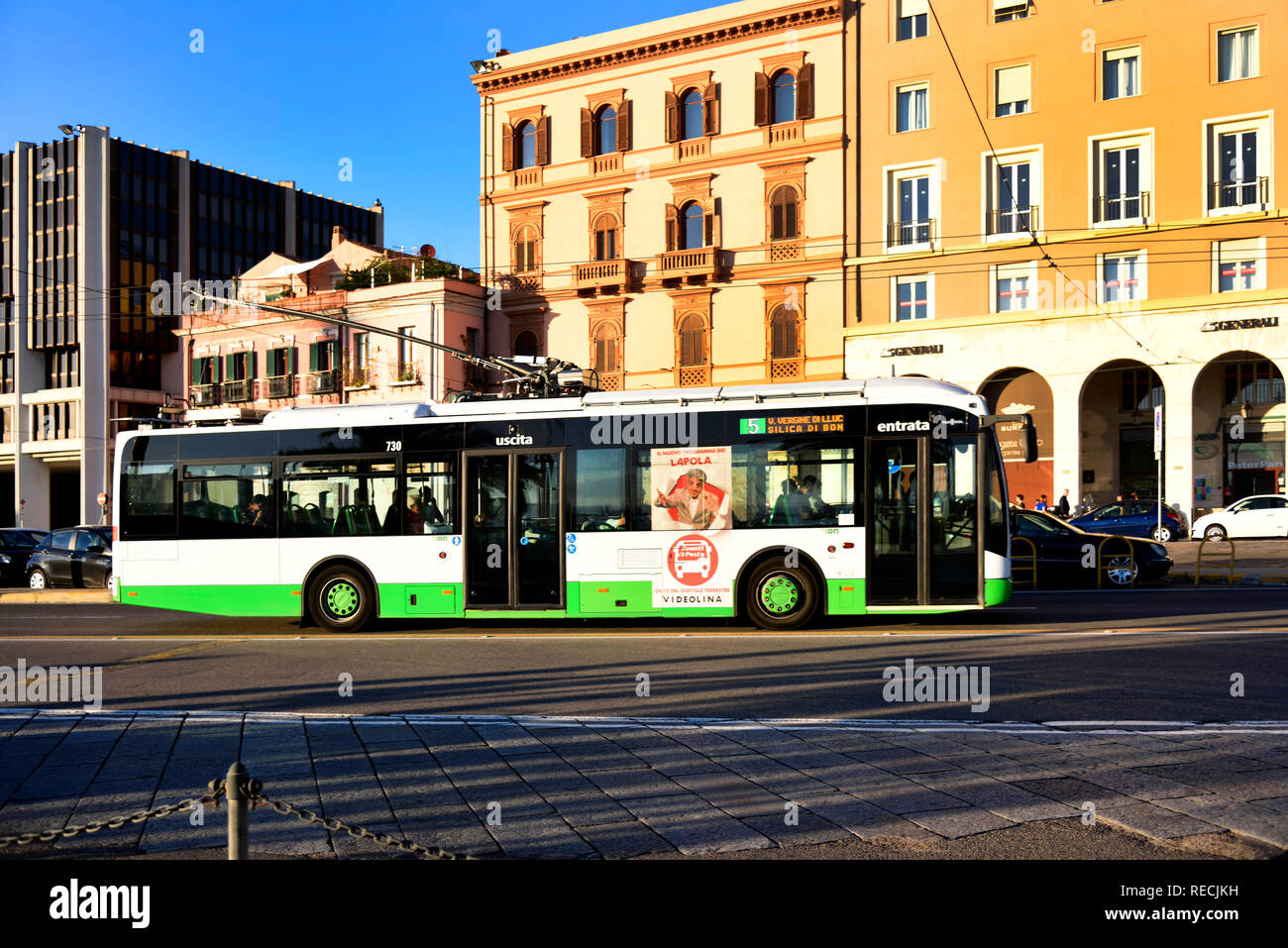 Trolley bus Cagliari Sardinia Italy Stock Photo