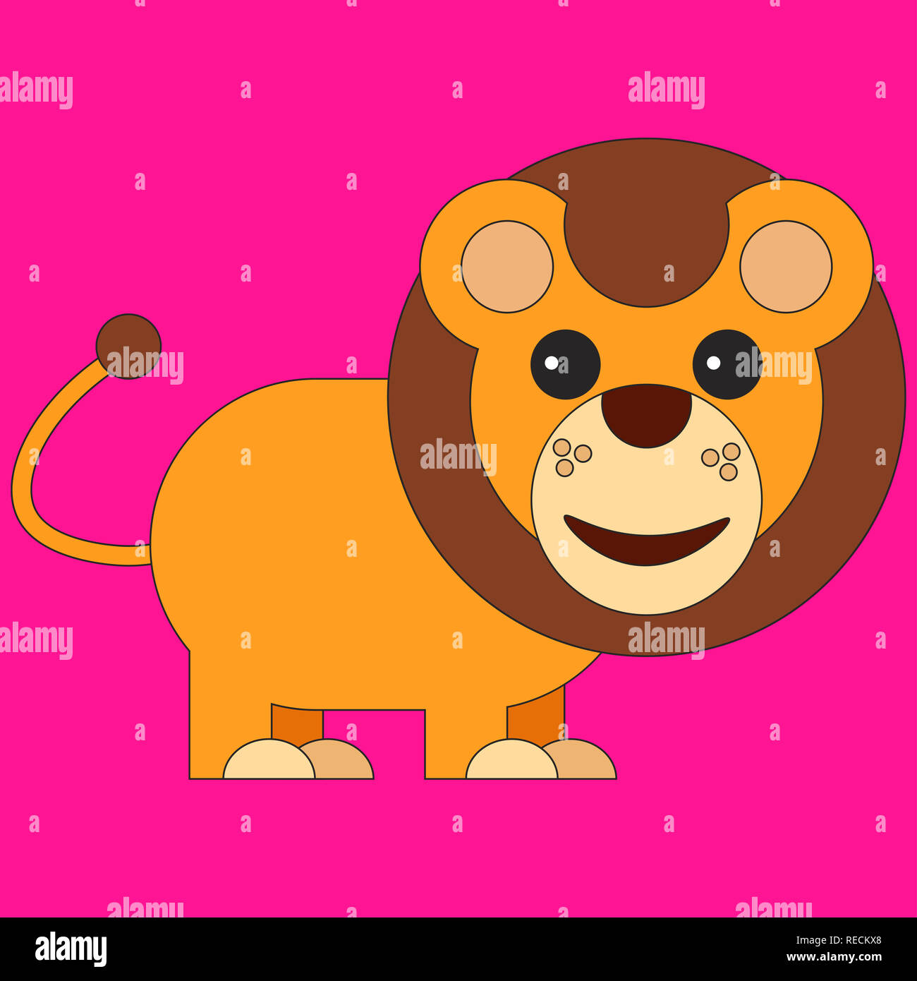 Lion in cartoon flat style. illustration on color background Stock Photo -  Alamy