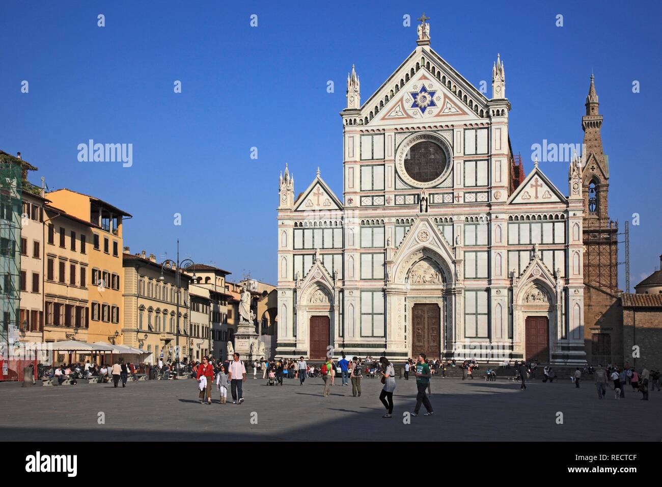 Franciscan church of Santa Croce at the Piazza Santa Croce in Florence, Florence, Tuscany, Italy, Europe Stock Photo