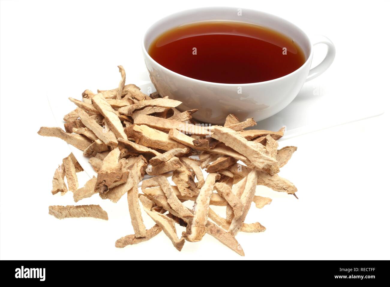 Medicinal tea from dried Wild yam (Dioscorea villosa), rhizomes Stock Photo