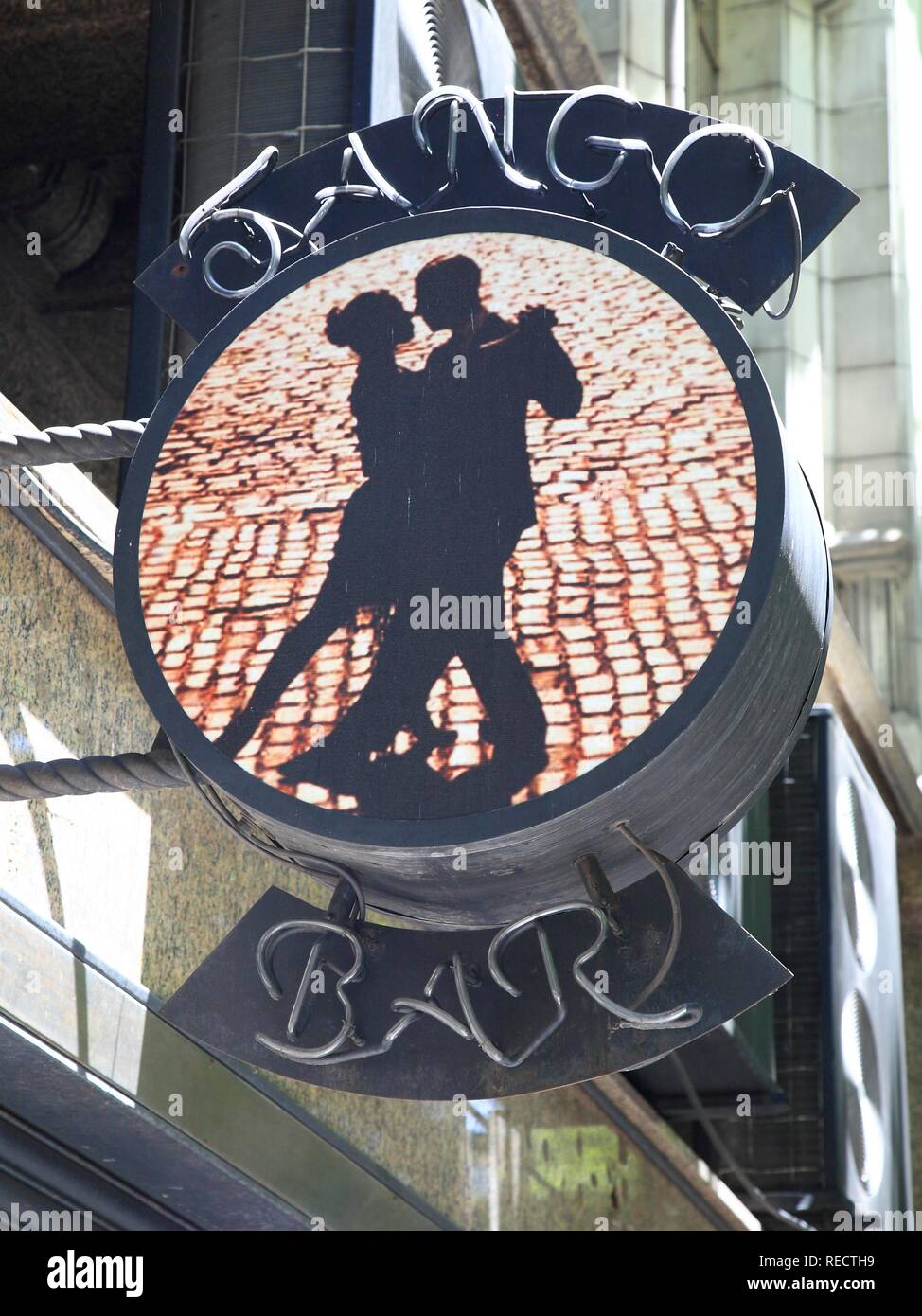 Advertising sign of a tango bar in Buenos Aires, Argentina, South America Stock Photo