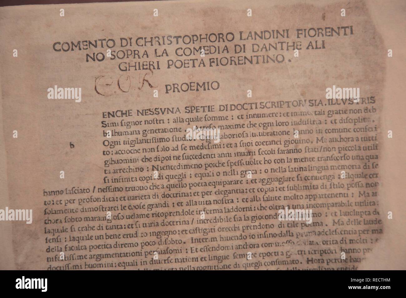 La Commedia by Dante Aligheri in the Castello Conti Guido Poppi castle, Tuscany, Italy, Europe Stock Photo