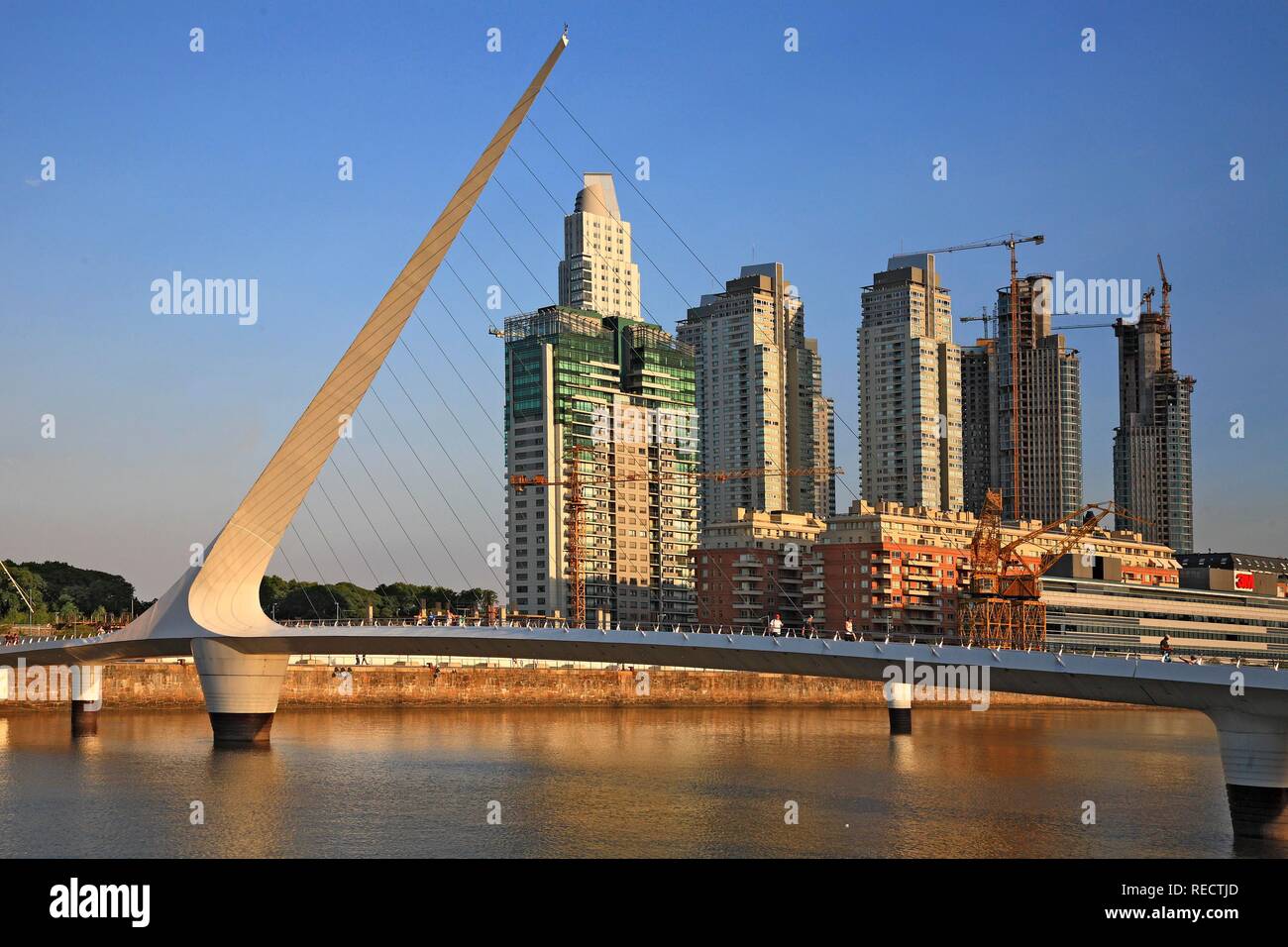 The Woman's Bridge, Puente de la Mujer, architect Santiago Calatrava, Puerto Madero district, Buenos Aires, Argentina Stock Photo