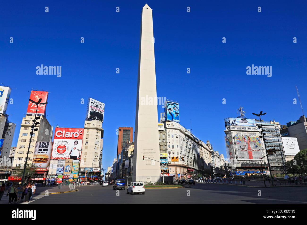 Obelisk at the Plaza de la Republica in the city of Buenos Aires, Argentina, South America Stock Photo