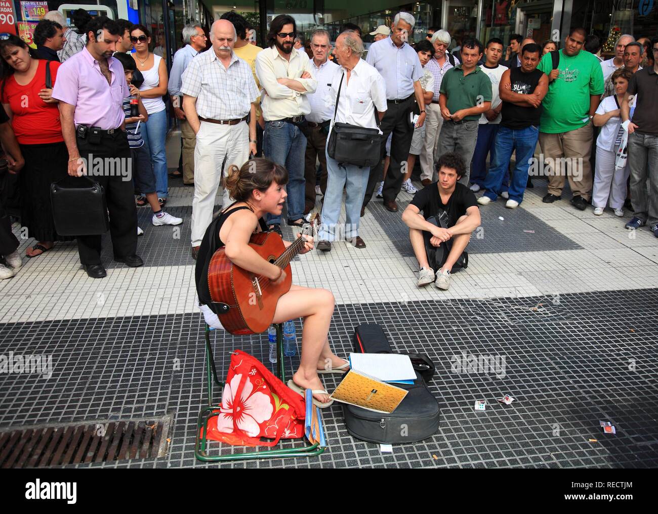 Street musician in the shopping street Florida in Buenos Aires, Argentina, South America Stock Photo