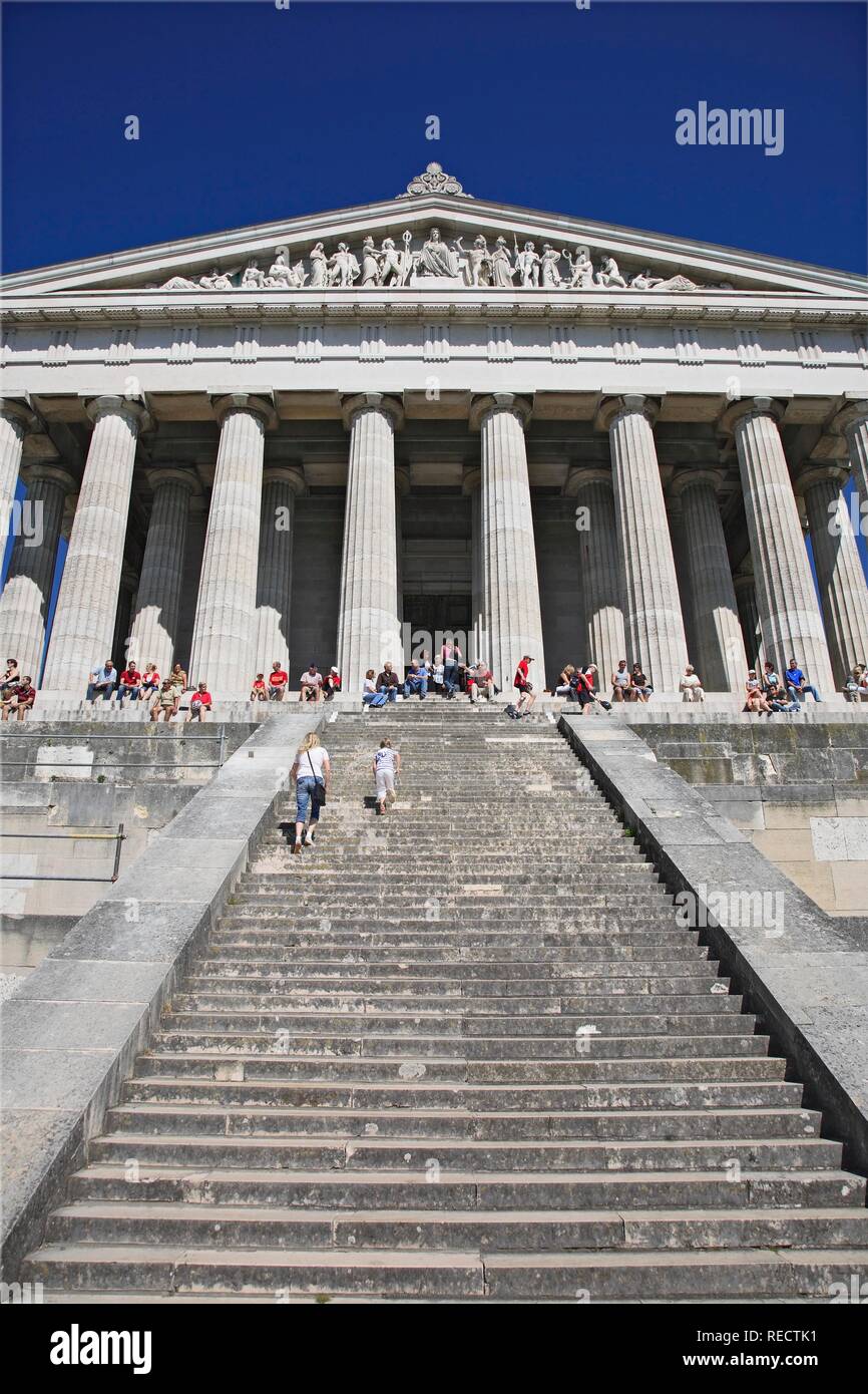The Walhalla Memorial, hall of fame for laudable and distinguished Germans near Donaustauf, Upper Palatinate, Bavaria Stock Photo