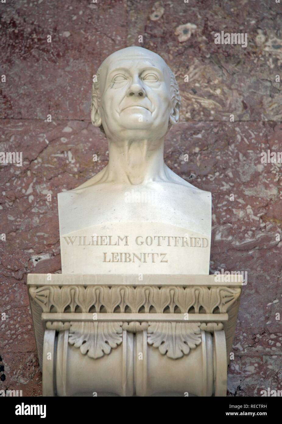 Bust of Gottfried Wilhelm Leibniz, German philosopher and scientist Stock Photo