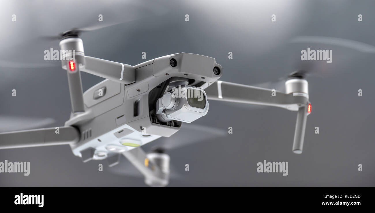 Close drone quadcopter with digital camera Stock Photo