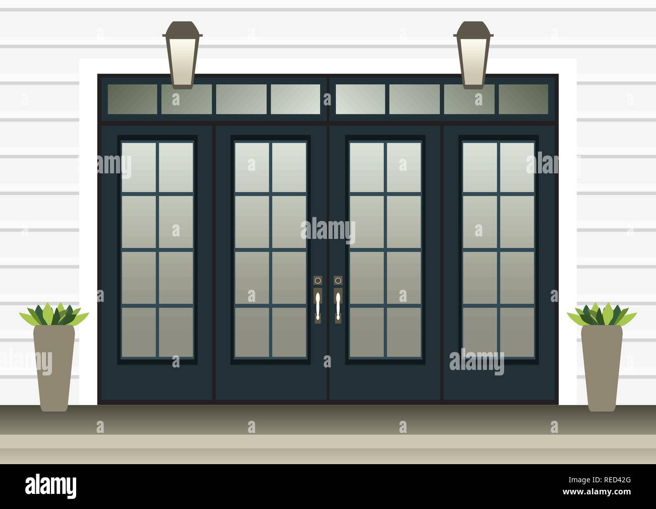 House door front with doorstep and steps porch Vector Image